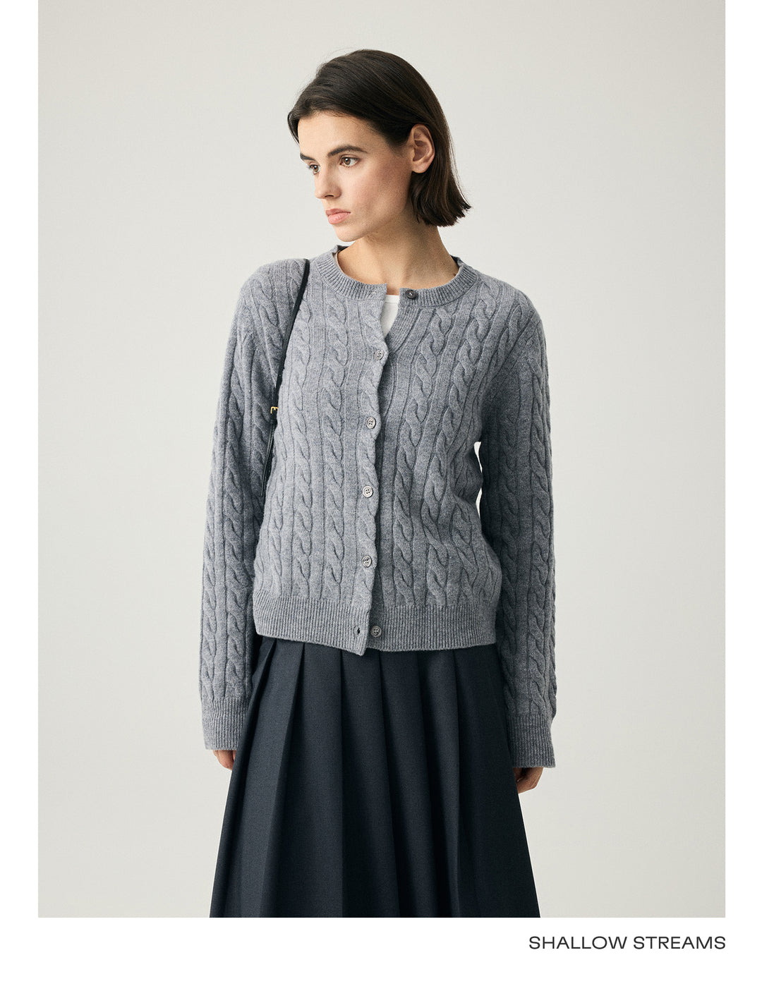 Wool Cable Knit Button Cardigan SSWC0086