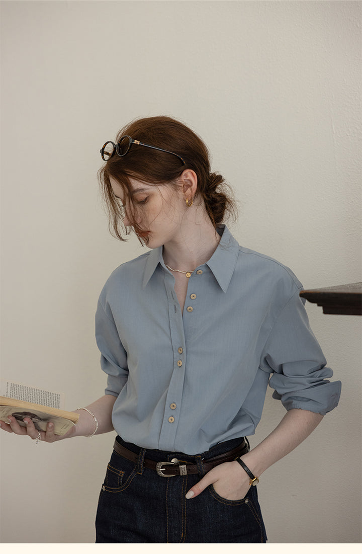 French-Style Floral Embroidery Relaxed Shirt  DARS0100