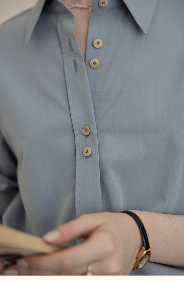 French-Style Floral Embroidery Relaxed Shirt  DARS0100