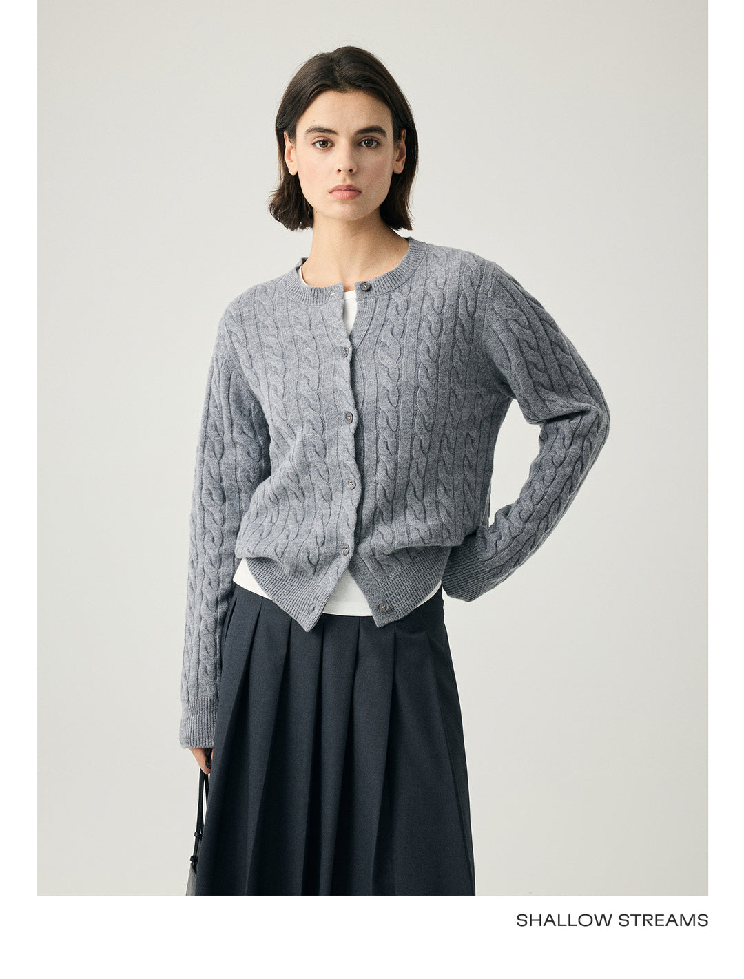 Wool Cable Knit Button Cardigan SSWC0086