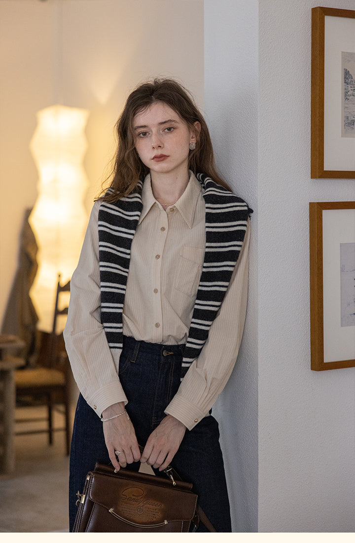 Vintage Cotton Striped Shirt with Classic Collar DASS0103