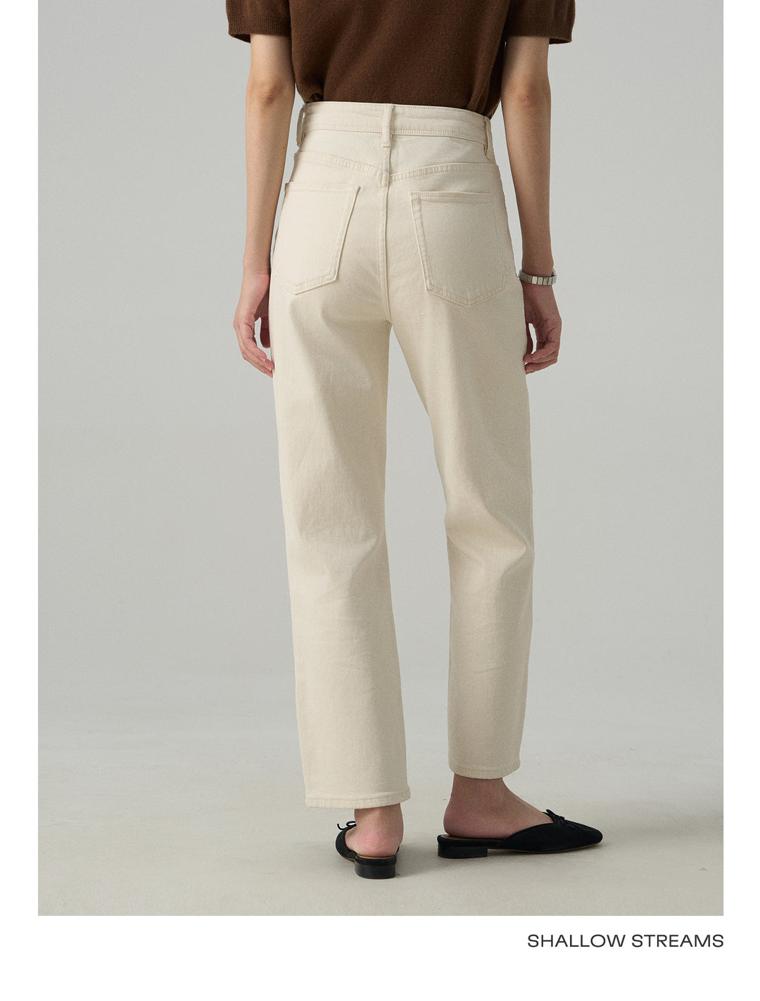 Slim White Cropped Jeans Baguette Pipe Pants SSSP0050