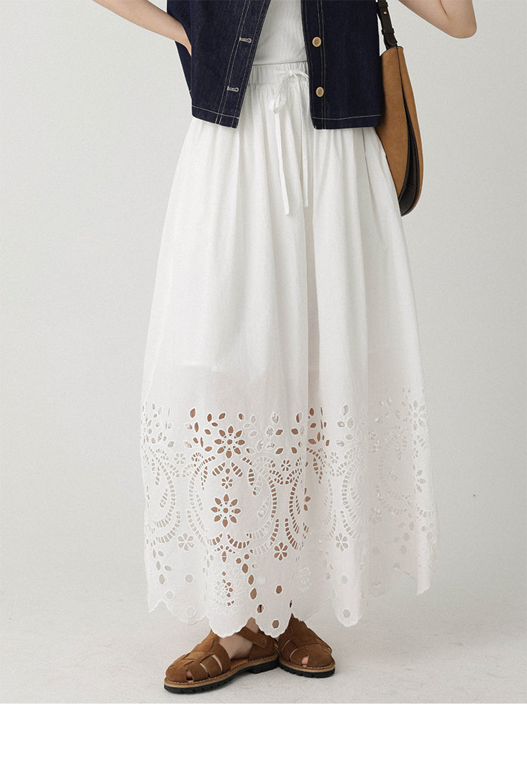 Breeze Broderie Cotton Maxi Skirt LCMS0192