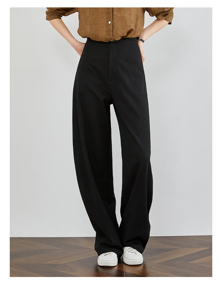 High-Waisted Curved Black Suit Pants FAHP0032