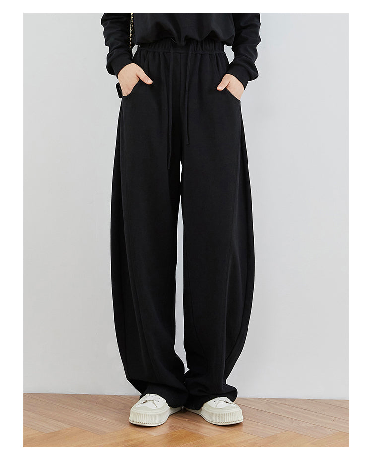 Linen Gray & Black High-Waisted Comfort Pants FAHP0028