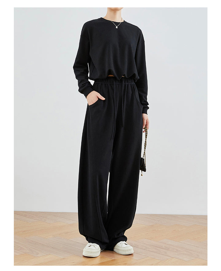 Linen Gray & Black High-Waisted Comfort Pants FAHP0028