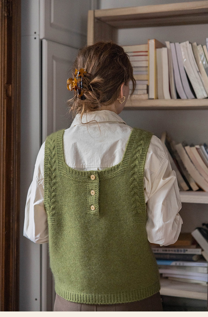 Reversible Cable Knit Wool Sweater Vest DAKV0122