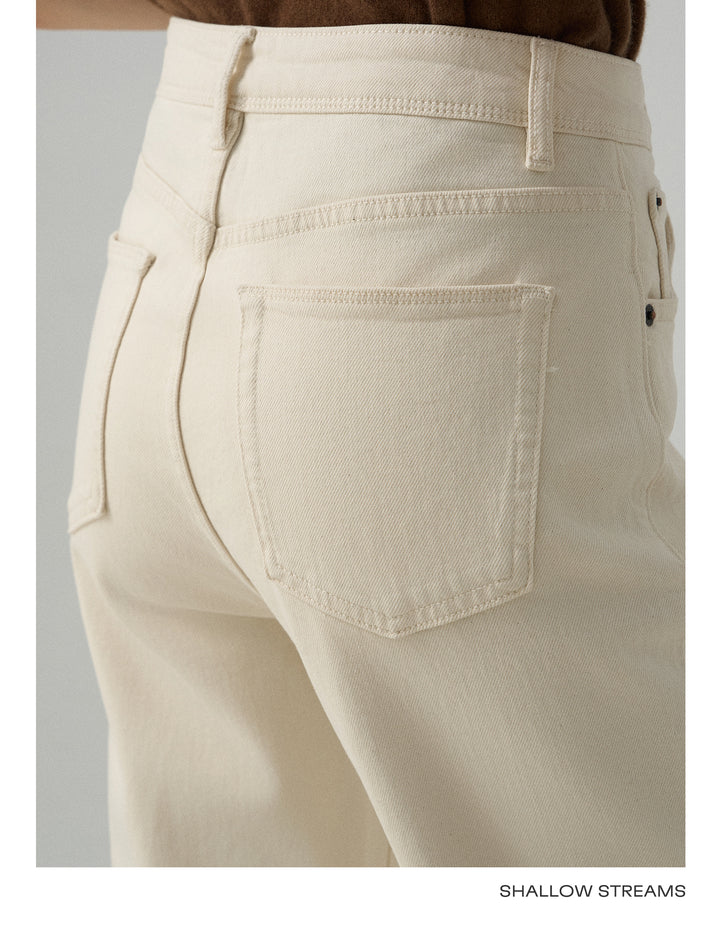 Slim White Cropped Jeans Baguette Pipe Pants SSSP0050