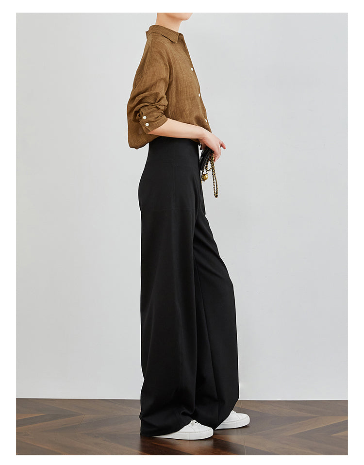 High-Waisted Curved Black Suit Pants FAHP0032