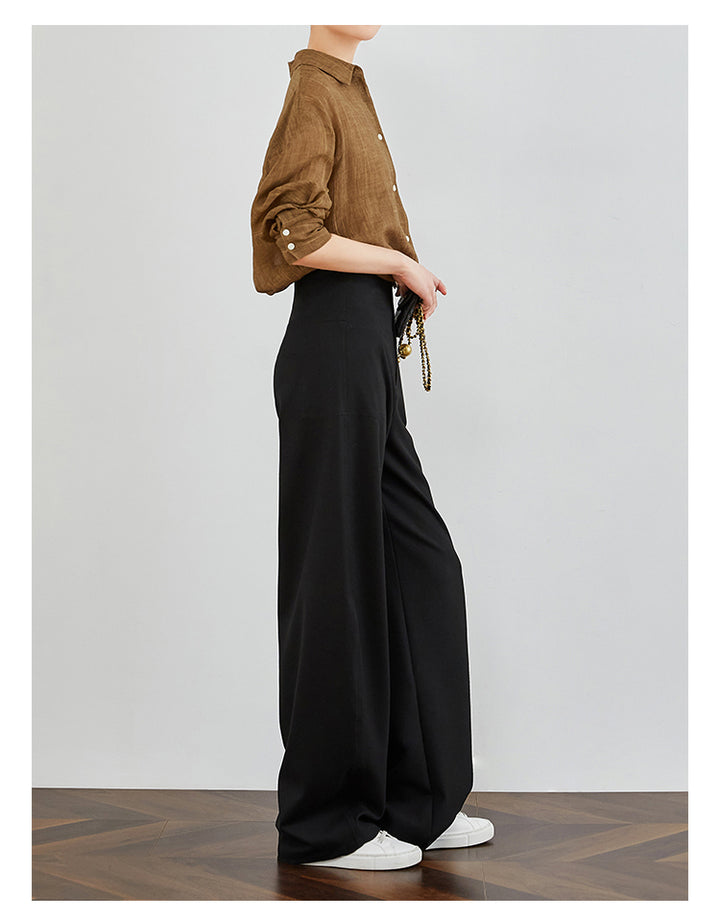 High-Waisted Curved Black Suit Pants FAHP0032