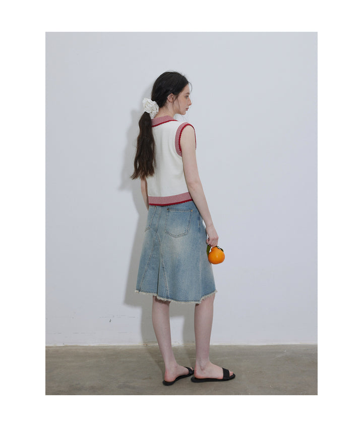 A-Line Washed Denim Skirt LCAS0214