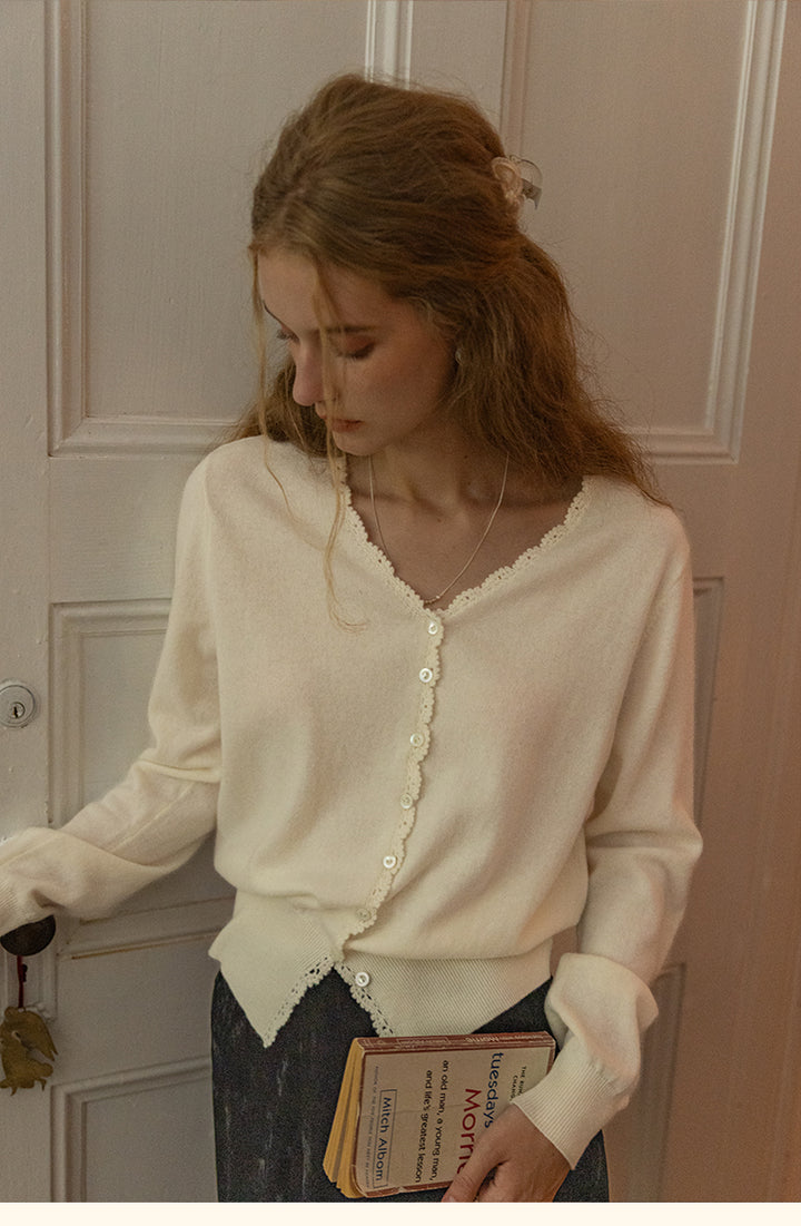 Morning Flowers V-neck Lace Cardigans DAVC0105