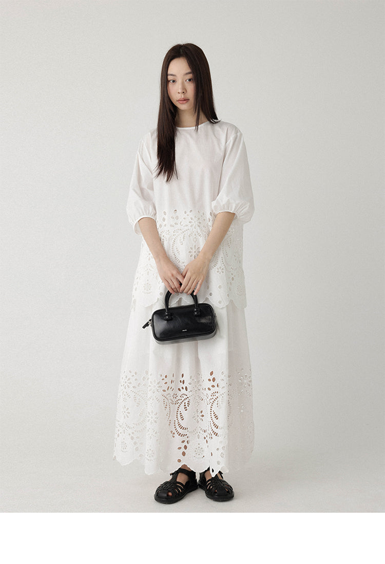 Breeze Broderie Cotton Puff Sleeve Shirt LCPS0194