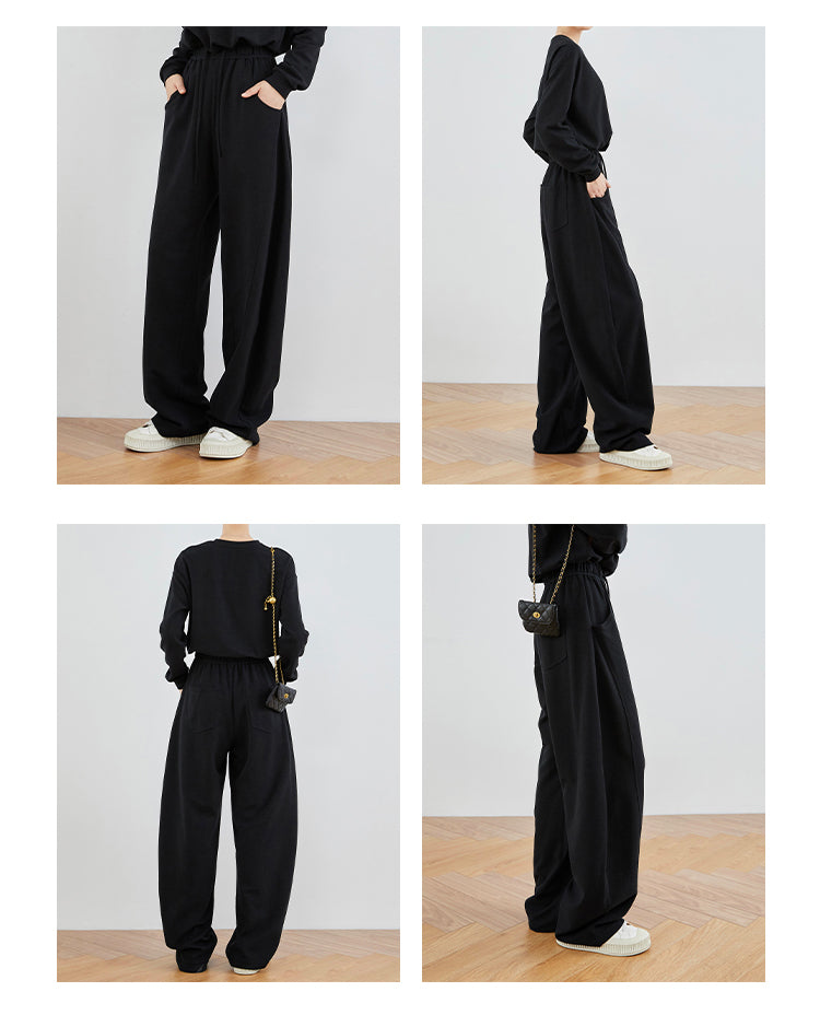 Linen Gray & Black High-Waisted Comfort Pants FAHP0028