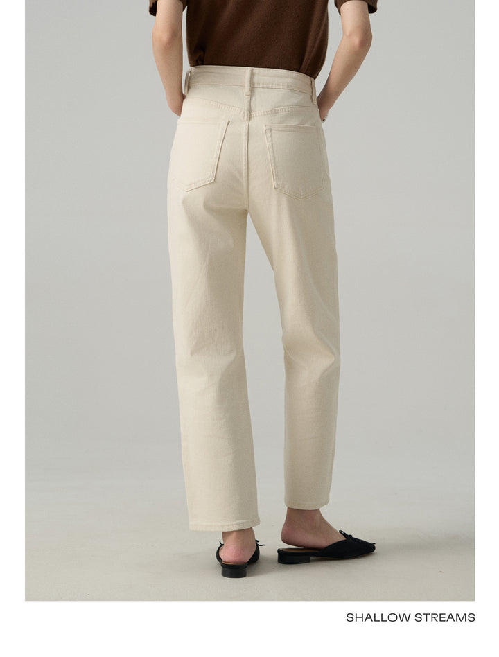 Slim White Cropped Jeans Baguette Pipe Pants SSSP0050