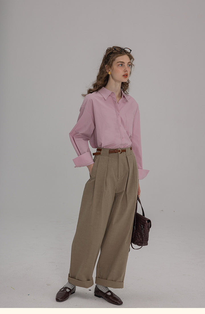 Vintage Cotton Oversized Button-Up Shirt DACS0108