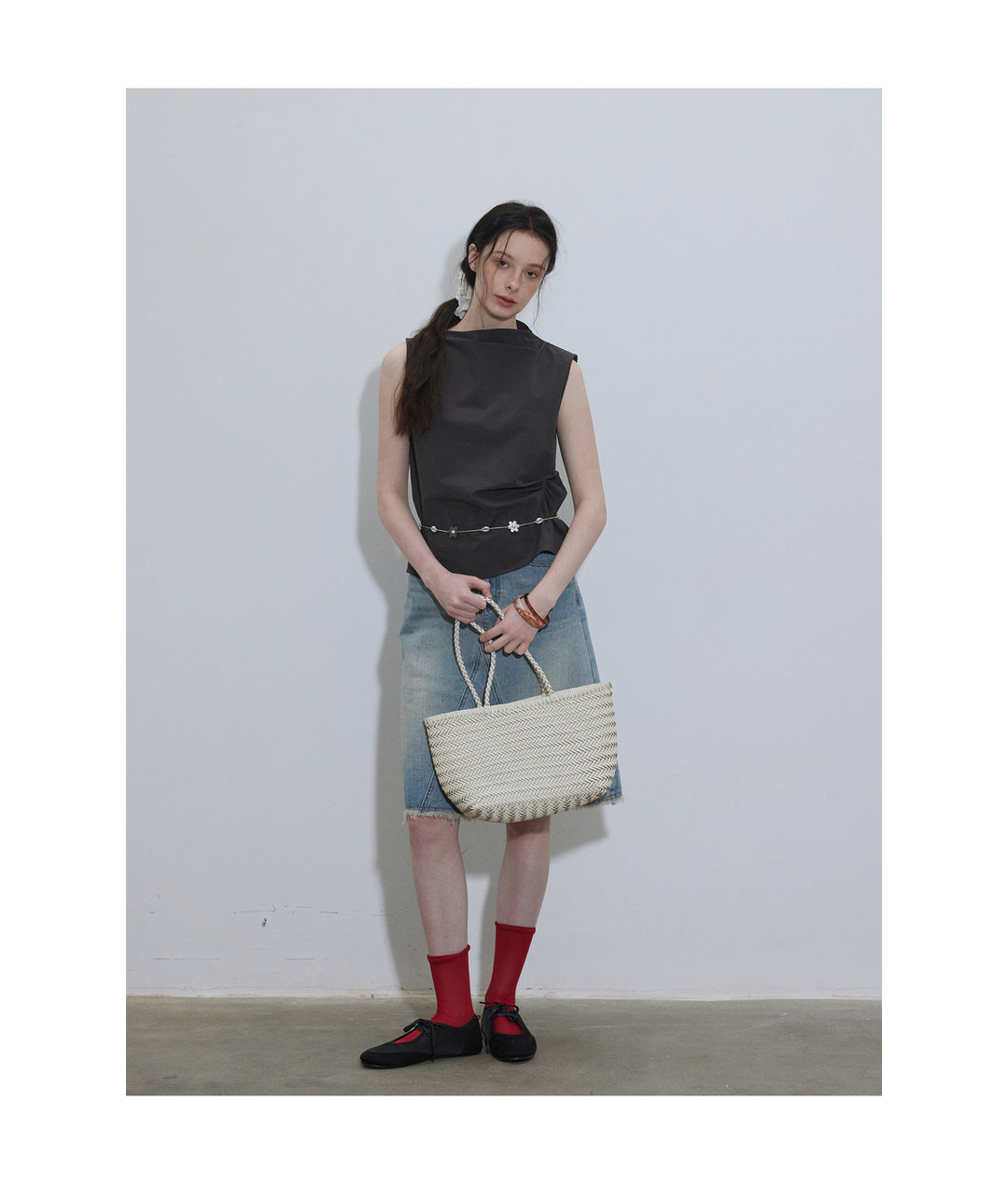 A-Line Washed Denim Skirt LCAS0214