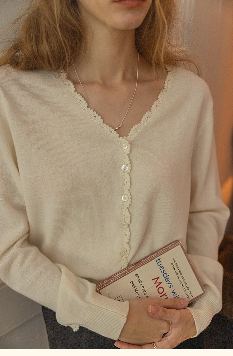Morning Flowers V-neck Lace Cardigans DAVC0105