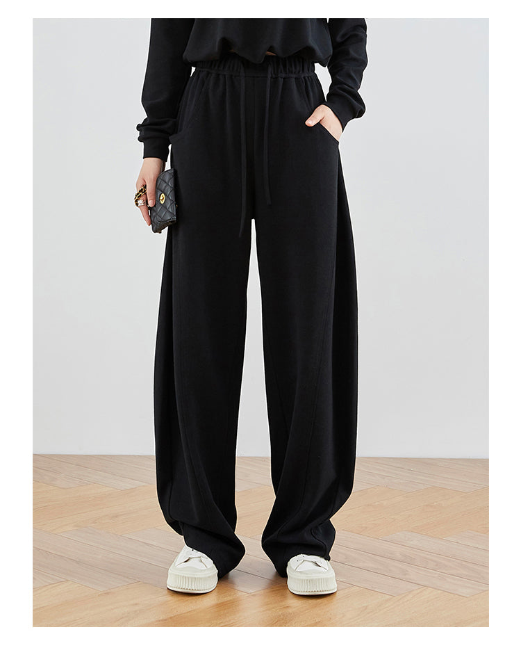 Linen Gray & Black High-Waisted Comfort Pants FAHP0028