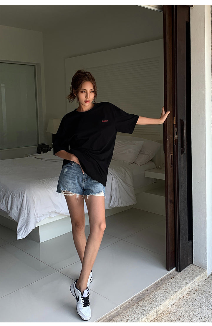 FrayEdge High Waist Denim Shorts NHDS0229