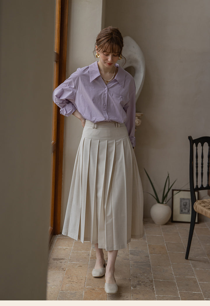 Classic Two-Tone Cotton V-Collar Shirt DACS0111