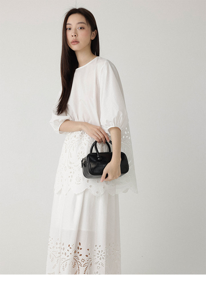 Breeze Broderie Cotton Puff Sleeve Shirt LCPS0194