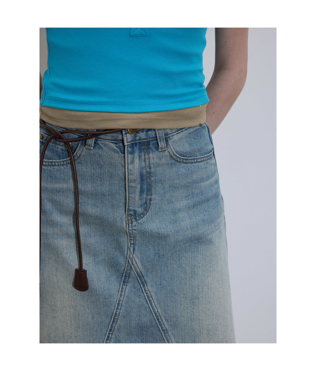 A-Line Washed Denim Skirt LCAS0214