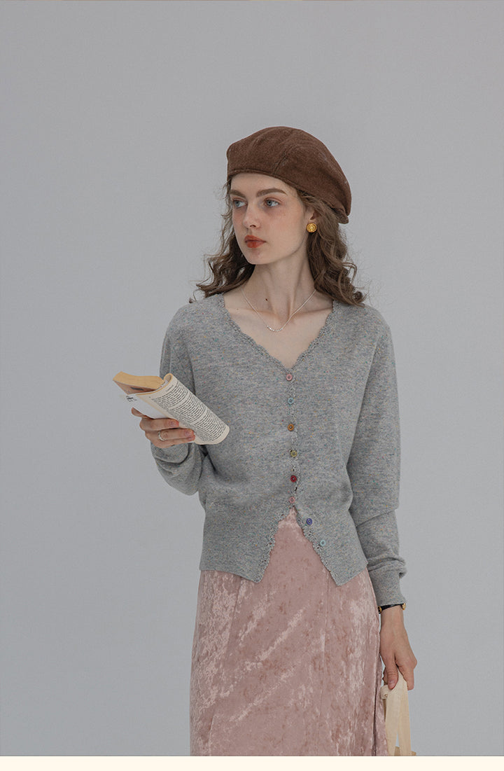 Morning Flowers V-neck Lace Cardigans DAVC0105