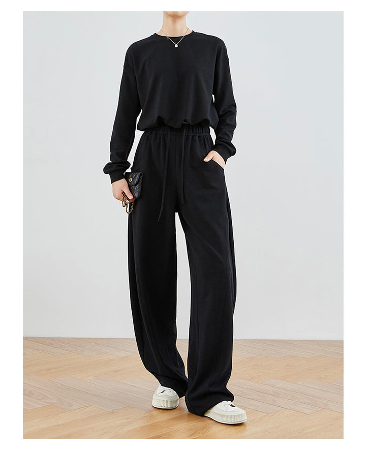 Linen Gray & Black High-Waisted Comfort Pants FAHP0028
