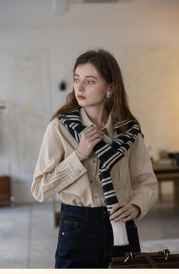 Vintage Cotton Striped Shirt with Classic Collar DASS0103