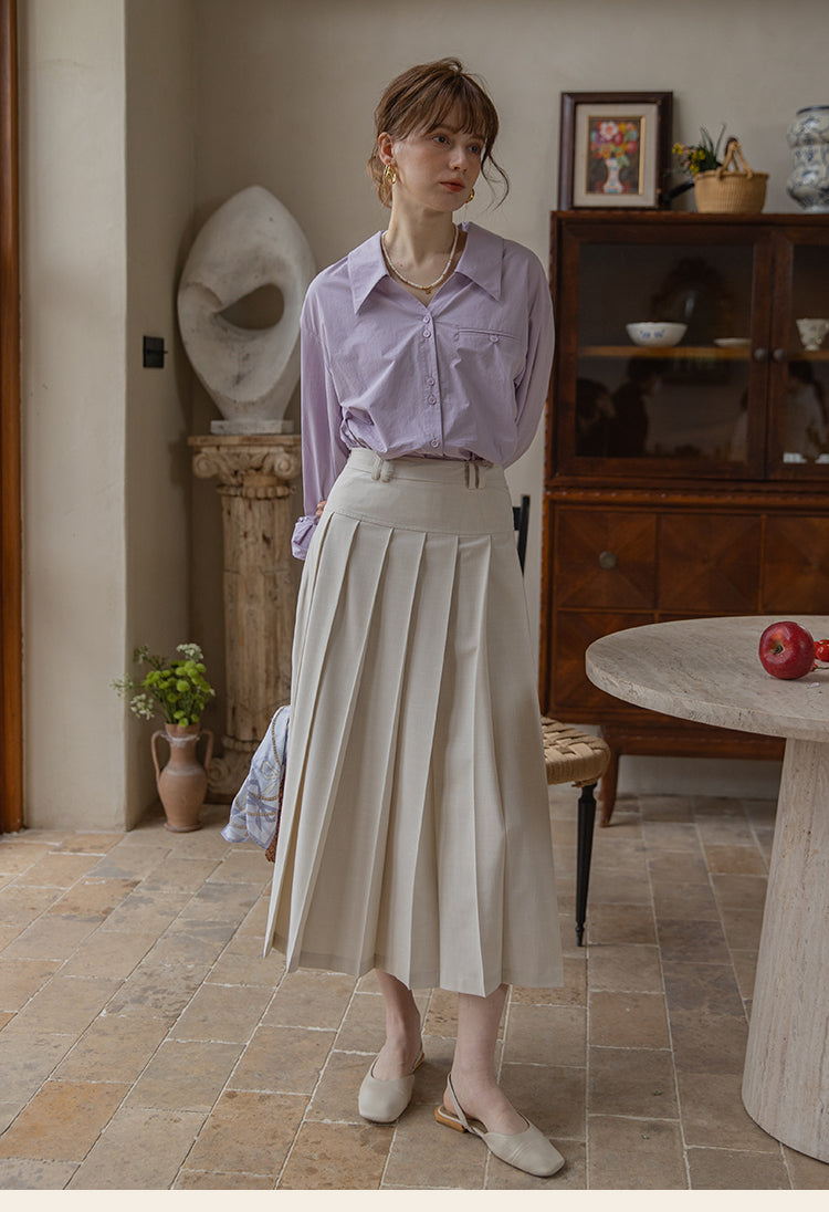 Classic Two-Tone Cotton V-Collar Shirt DACS0111
