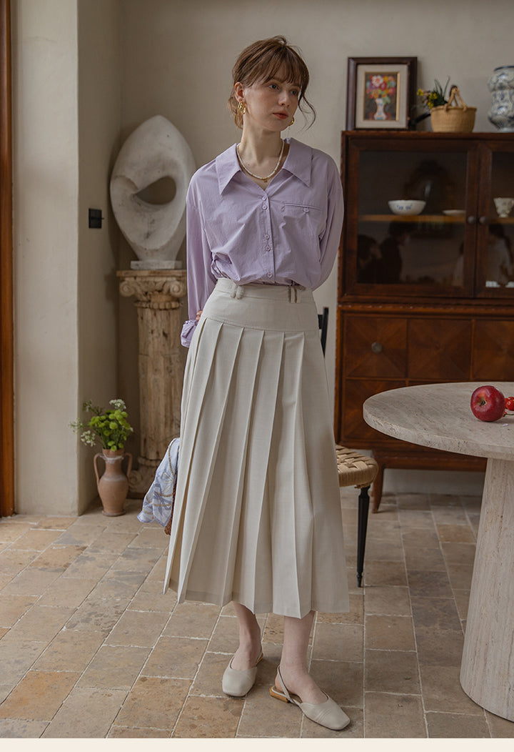 Classic Two-Tone Cotton V-Collar Shirt DACS0111