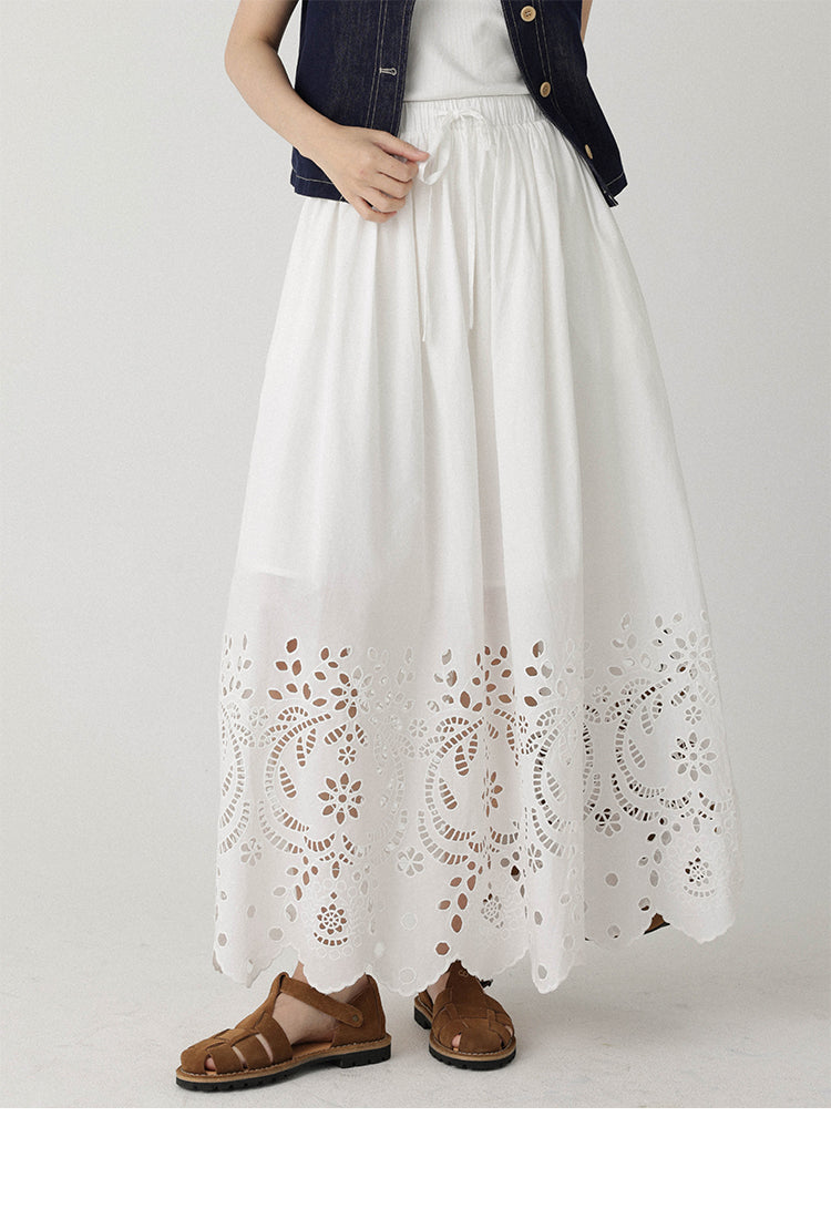 Breeze Broderie Cotton Maxi Skirt LCMS0192