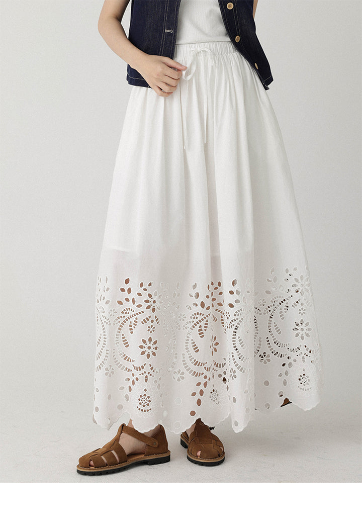 Breeze Broderie Cotton Maxi Skirt LCMS0192