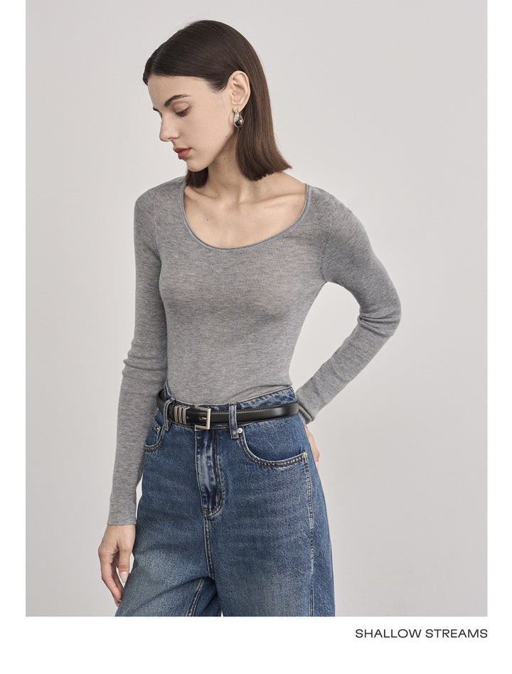 Classic Wool Blend Scoop Neck Top SSWT0049
