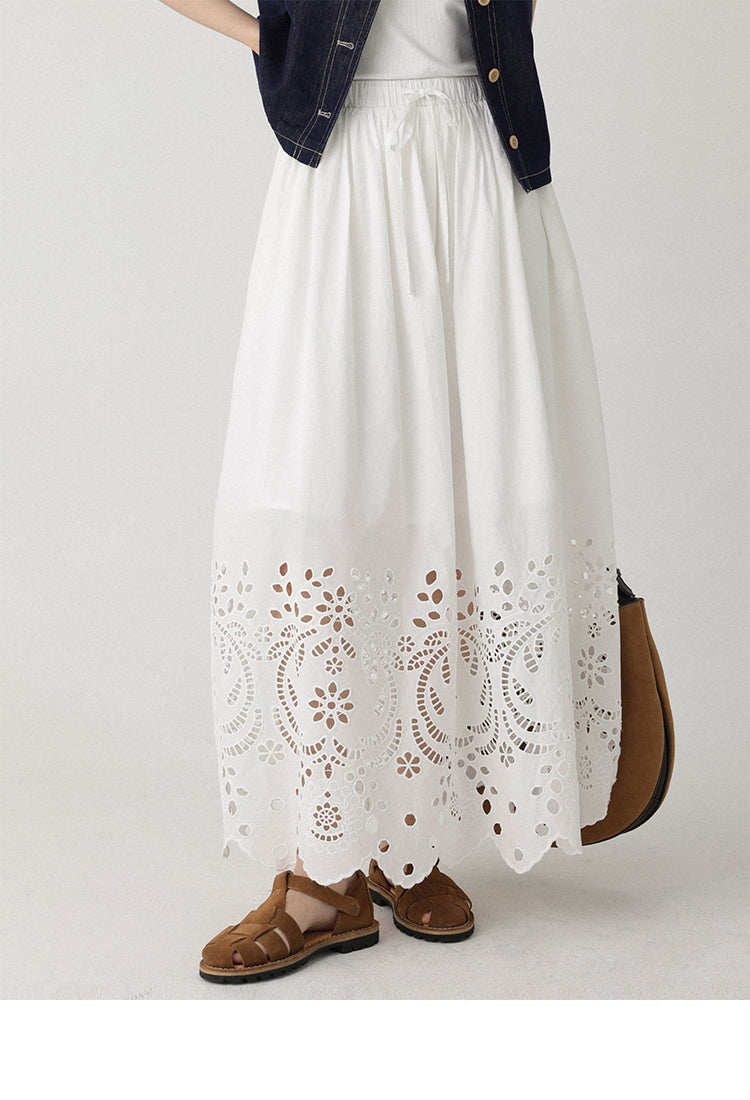 Breeze Broderie Cotton Maxi Skirt LCMS0192