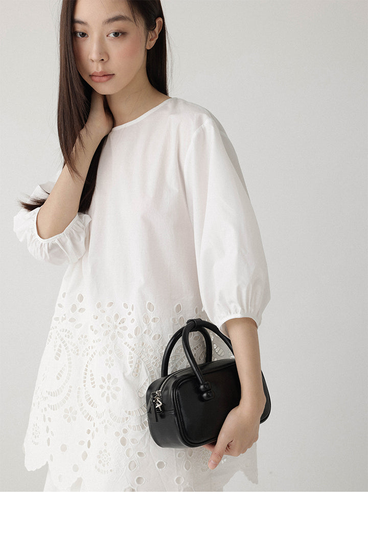 Breeze Broderie Cotton Puff Sleeve Shirt LCPS0194