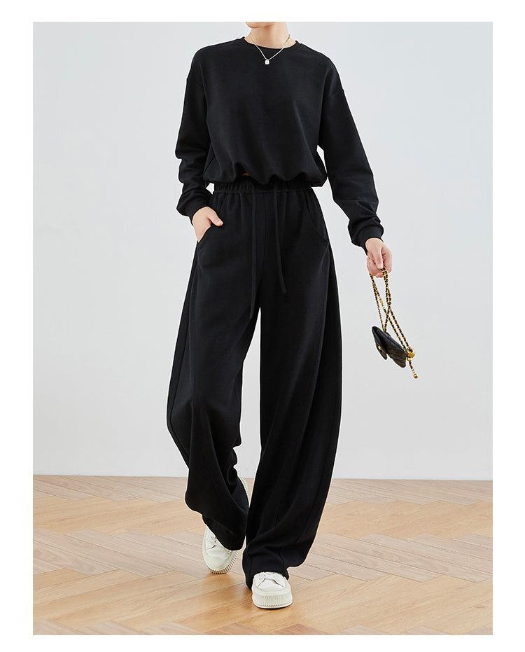 Linen Gray & Black High-Waisted Comfort Pants FAHP0028