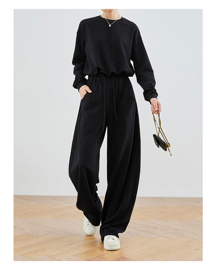 Linen Gray & Black High-Waisted Comfort Pants FAHP0028