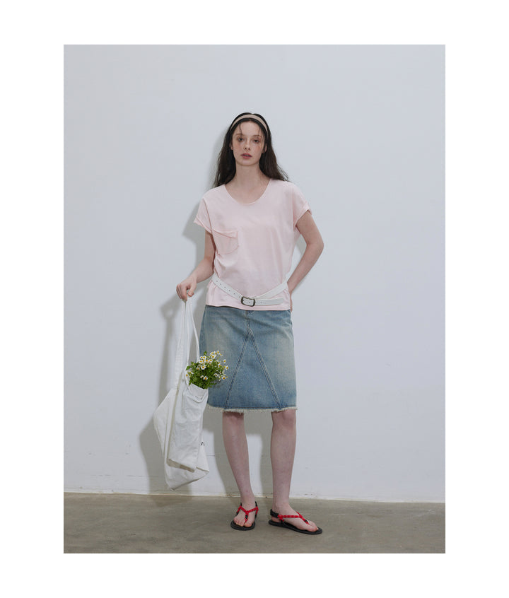 A-Line Washed Denim Skirt LCAS0214