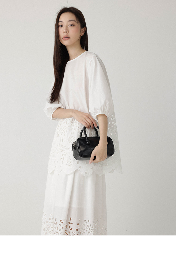 Breeze Broderie Cotton Puff Sleeve Shirt LCPS0194
