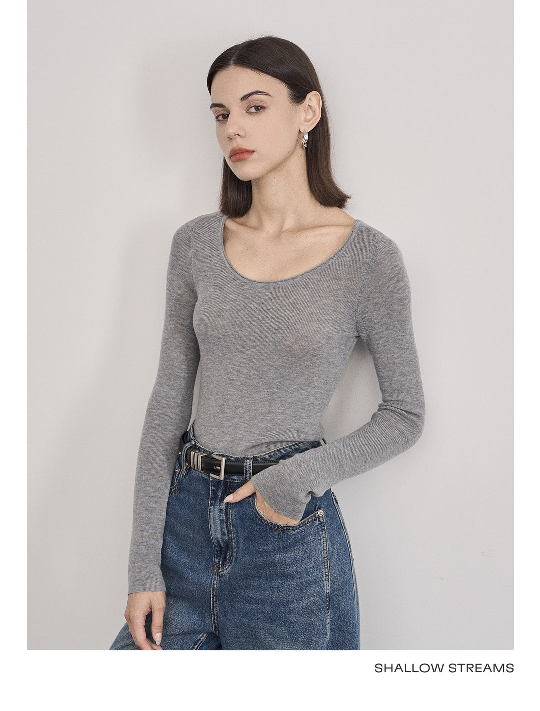 Classic Wool Blend Scoop Neck Top SSWT0049