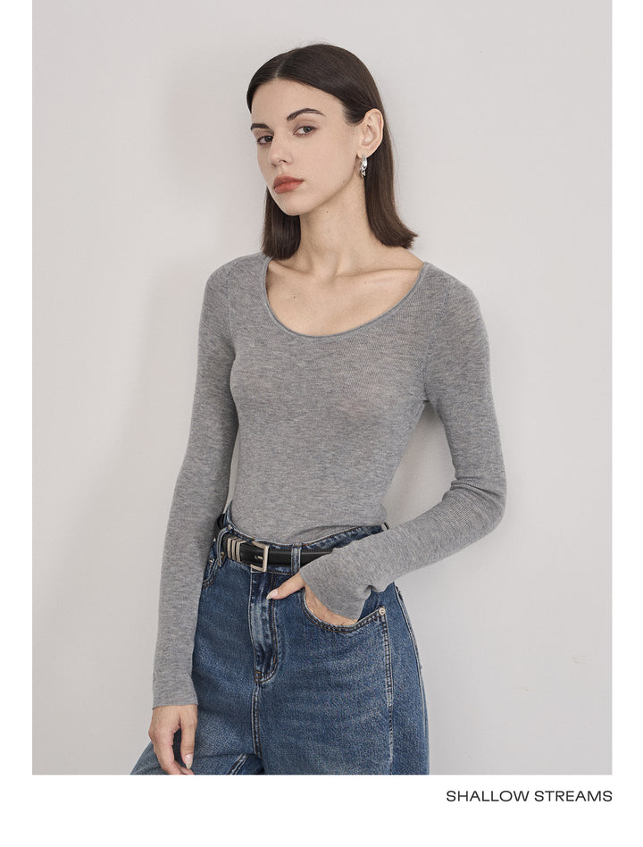 Classic Wool Blend Scoop Neck Top SSWT0049