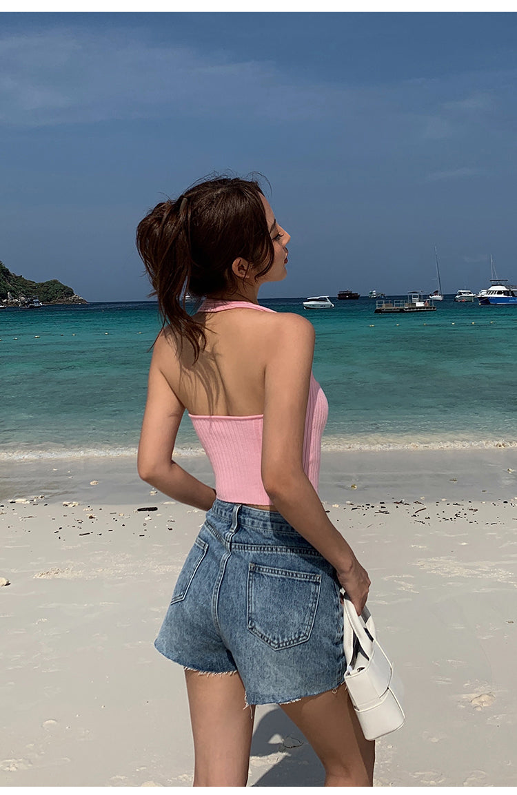 FrayEdge High Waist Denim Shorts NHDS0229