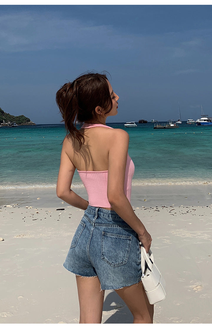 FrayEdge High Waist Denim Shorts NHDS0229