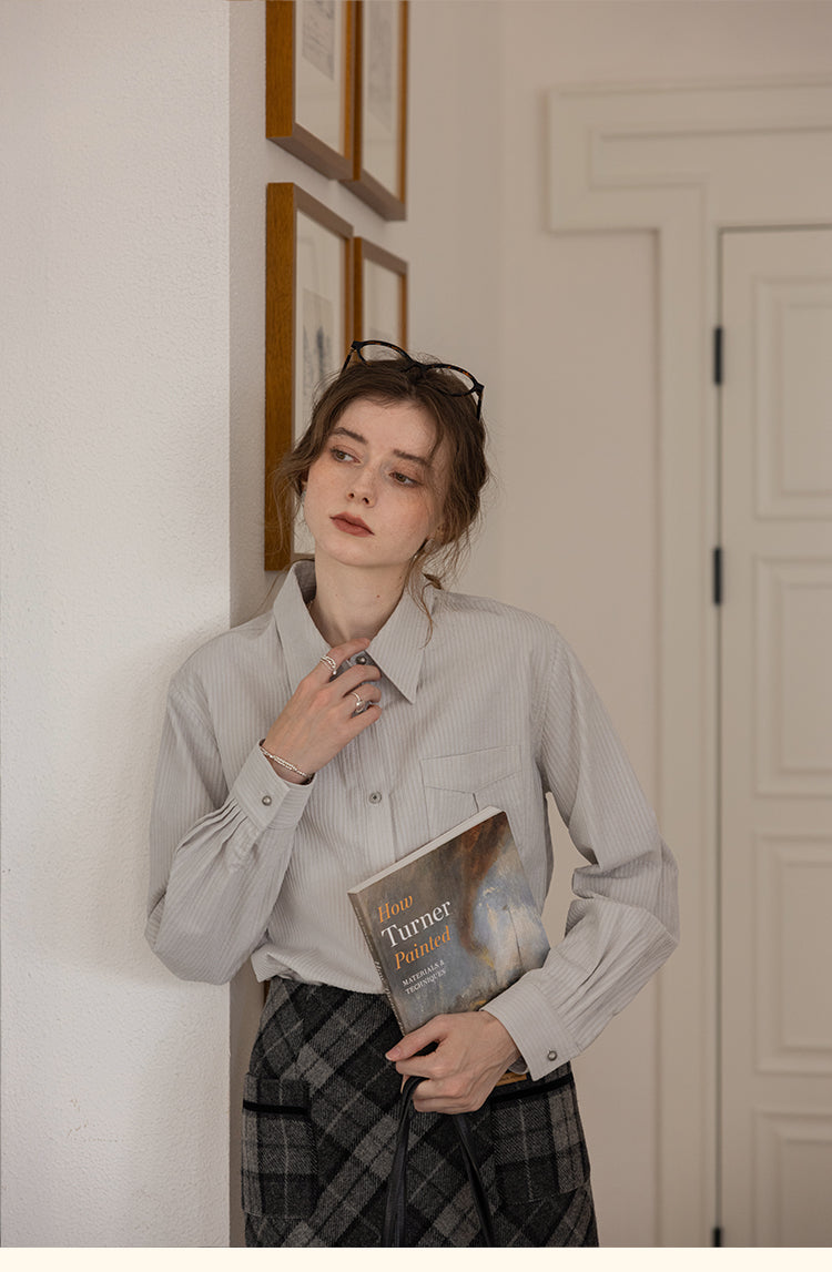Vintage Cotton Striped Shirt with Classic Collar DASS0103