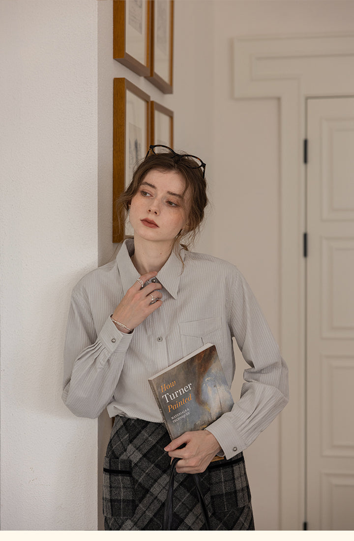 Vintage Cotton Striped Shirt with Classic Collar DASS0103