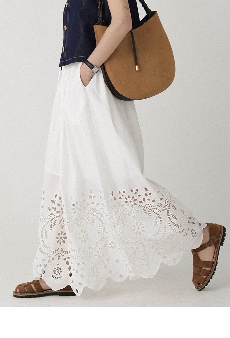 Breeze Broderie Cotton Maxi Skirt LCMS0192