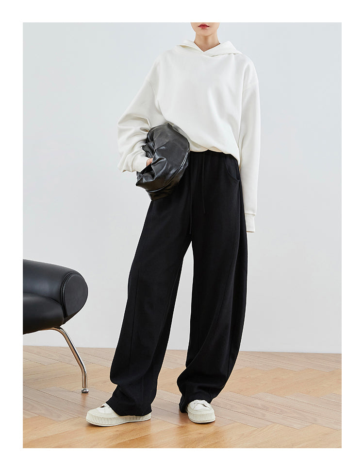 Linen Gray & Black High-Waisted Comfort Pants FAHP0028
