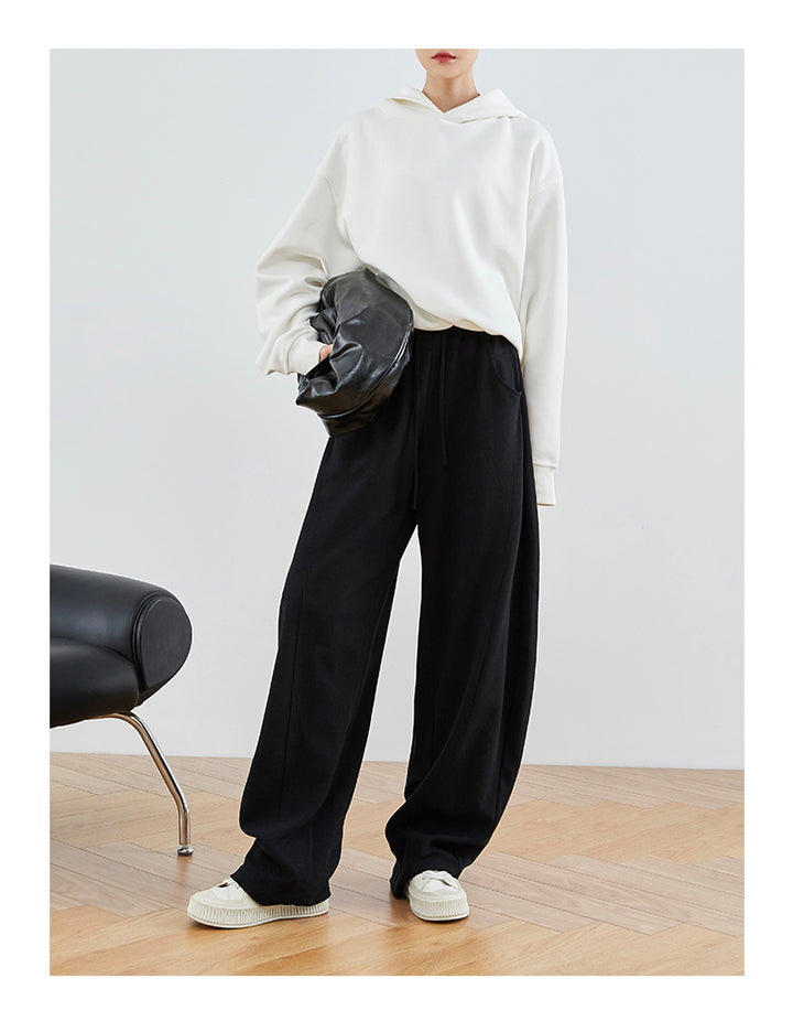 Linen Gray & Black High-Waisted Comfort Pants FAHP0028